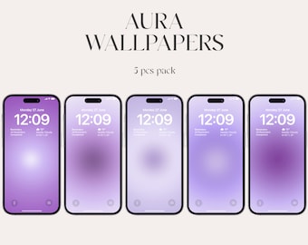 Purple Aura iPhone Wallpaper, Gradient Abstract Lockscreen (Digital Download)