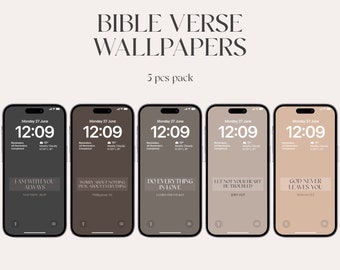 Papel de parede com versículos da Bíblia, plano de fundo cristão para celular (download digital)