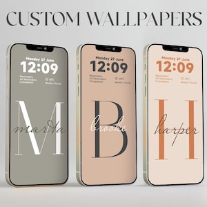 Minimalist Custom Name iPhone Wallpaper: Neutral Earth Tones (Digital Download)