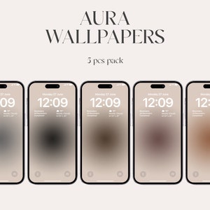 Aura Beige iPhone Hintergrundbild: Farbverlauf Abstrakt (5 Stück) (Digital Download)