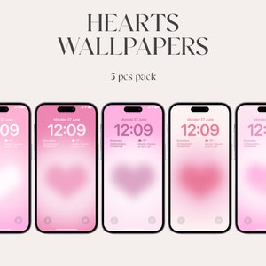 Wallpaper Bundle, sfondi Aura per iPhone, sfondi estetici sfumati, iOS 16, cuori di cristallo estetici, iPhone 13, schermata di blocco, minimale