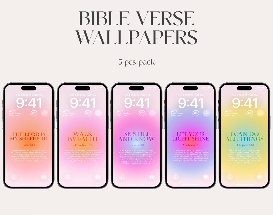 Christian iPhone Wallpaper | Bible Verse Backgrounds (5pcs Digital ...