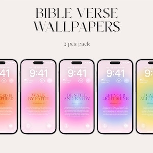 Christian iPhone Wallpaper | Bible Verse Backgrounds (5pcs Digital Download)