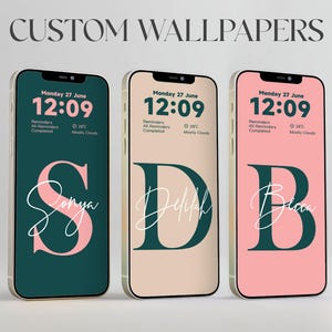Sfondo personalizzato per iPhone con iniziale, monogramma personalizzato (download digitale)