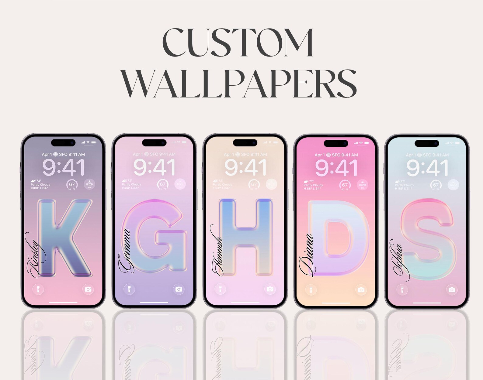 Neon Glossy Initial Lock Screen With Glass Effect Ios 26 Compatible - Etsy