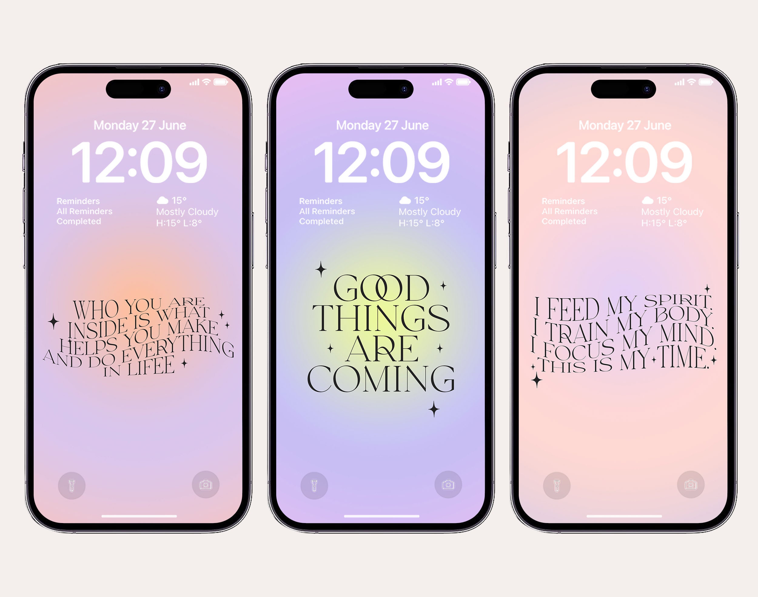 Affirmation Wallpaper Set, Motivational Phone Lock Screen (digital ...