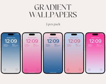 Aesthetic Gradient iPhone Wallpaper, iOS Abstract Lockscreen (5pcs Pack)