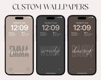 Custom Name iPhone Wallpaper, Aesthetic Digital Download