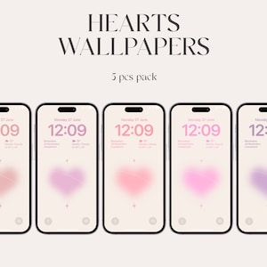 Wallpaper Bundle, Aura iPhone wallpapers, aesthetic gradient wallpapers, iOS 16, Aesthetic crystal hearts, iPhone 13, lockscreen, minimal