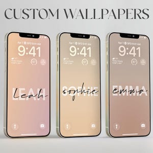 Fondo de pantalla para iPhone con nombre personalizado / Pantalla de bloqueo con degradado neutro