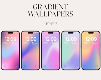 Aesthetic Gradient iPhone Wallpaper, Holographic Lockscreen (Digital Download)