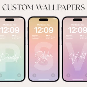 Sfondo personalizzato, alta risoluzione, iOS, sfondo estetico, download digitale, monogramma, iphone 13 pro max, personalizzazione, nome, digitale