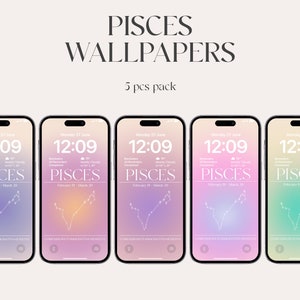 Tapety Ryby, tapety iPhone'a ze znakiem zodiaku, estetyczne tapety gradientowe, iOS 16, estetyczna aura, iPhone 12 pro max, konstelacja