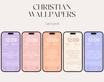 Christliches Hintergrundbild iOS 16: Bibel-Vers-Handy-Hintergründe (Digitaler Download)