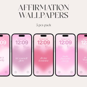 Feminine affirmation, Aura iPhone wallpaper, aesthetic gradient wallpapers, iOS 16, Aesthetic crystal hearts, iPhone 14, lockscreen, minimal