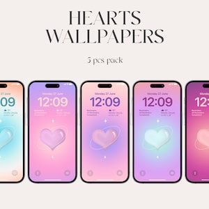 crystal hearts, Aura iPhone wallpapers, aesthetic gradient wallpapers, iOS 16, Aesthetic crystal hearts, iPhone 14 pro, lockscreen, minimal