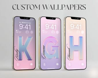 Neon Glansig initial låsskärm med glaseffekt iOS 26-kompatibel