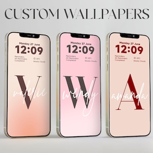 Spersonalizowany ekran blokady nazwy • Niestandardowe tło inicjału • Projekt gradientu kolorów • Pobieranie cyfrowe