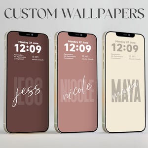 Custom Name iPhone Wallpaper – Personalized Minimal Lock Screen, Neutral Tones, Modern Typography Background