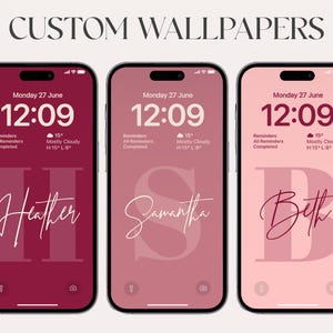 Sfondo rosa estetico per iPhone, alta risoluzione, iOS, sfondo con nome personalizzato, download digitale, tavolozza pastello rosa, iPhone 15 Pro, Samsung