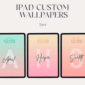 Custom pinky ipad wallpaper, high resolution, Aesthetic Wallpaper, Digital Download, initial, tablet wallpaper, aesthetic, personalization
