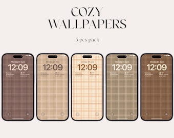 Cozy Autumn Plaid iPhone Wallpaper Set (5 pcs) (Digital Download)