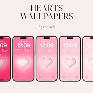 valentines day, Aura iPhone wallpapers, aesthetic gradient wallpapers, iOS 16, Aesthetic crystal hearts, iPhone 14 pro, lockscreen, minimal