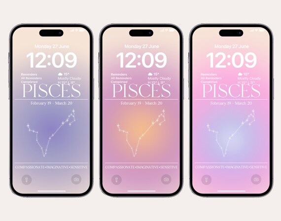 Pisces Zodiac iPhone Wallpapers, Gradient Constellation (digital