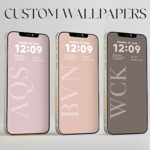 Tela de bloqueio com iniciais personalizadas • Fundo de celular personalizado em tons pastel