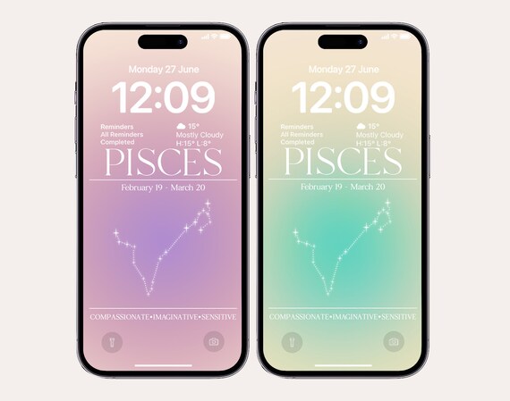 Pisces Zodiac iPhone Wallpapers, Gradient Constellation (digital