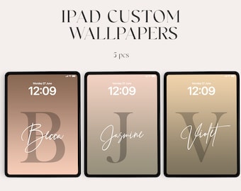 Fondo de pantalla personalizado para iPad, monograma inicial, iOS estético (descarga digital)