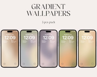 Gradient Wallpaper Set, iOS Lock Screen (Digital Download)