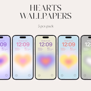 valentines day, Aura iPhone wallpapers, aesthetic gradient wallpapers, iOS 16, Aesthetic crystal hearts, iPhone 14 pro, lockscreen, minimal