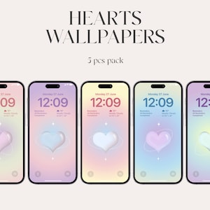 crystal hearts, Aura iPhone wallpapers, aesthetic gradient wallpapers, iOS 16, Aesthetic crystal hearts, iPhone 13 pro, lock screen, minimal