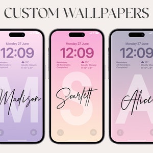 wallpaper iphone, high resolution, instant Download, girly wallpapers, iphone 12 pro, Fold 4, personalization, custom name wallpapers, pink