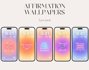 Fondos de pantalla de afirmación para teléfono: Pantallas de bloqueo espirituales en tonos pastel (Descarga digital)