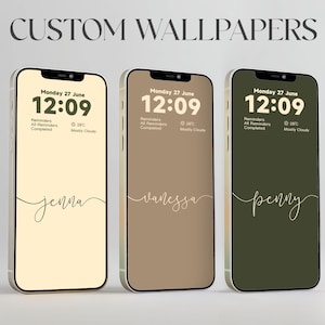 Custom Name Wallpaper | Fall iPhone Background | Warm Neutral Lock Screen | Personalized Minimal Phone Wallpaper
