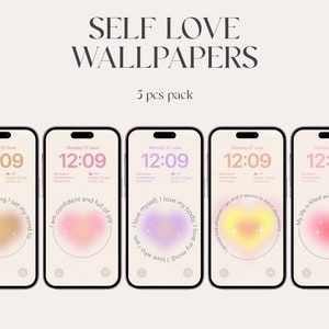 Self-love iPhone wallpapers, gradient wallpapers, iOS 16, Aesthetic Wallpaper, iPhone 14 pro, lockscreen, minimal, affirmation wallpapers