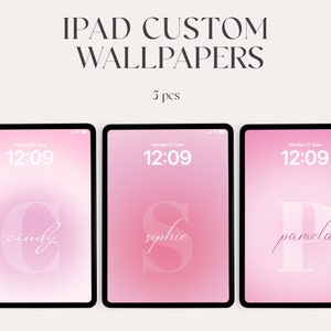 Custom pinky ipad wallpaper, high resolution, Aesthetic Wallpaper, Digital Download, initial, tablet wallpaper, aesthetic, personalization