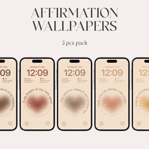 Aesthetic Self-love iPhone wallpapers, 5 Soft Heart Wallpapers, iOS 17, iPhone 16 pro, minimal lockscreen, affirmation wallpapers, Soft Love