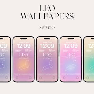 Tapety Leo, tapety iPhone ze znakiem zodiaku, estetyczne tapety gradientowe, iOS 16, estetyczna aura, iPhone 12 pro max, konstelacja