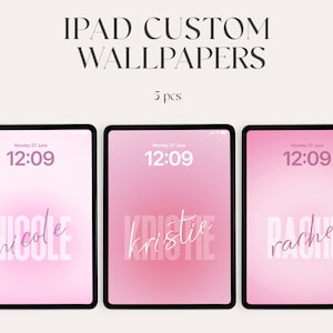 Custom ipad wallpaper, high resolution, tablet theme, pink Aesthetic Wallpaper, Digital Download, initial, iPad pro 12.9 , personalization