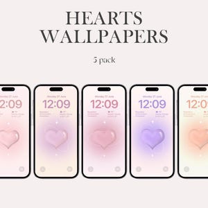 Cute Heart Phone Wallpapers | Pastel iPhone & Android Lock Screens | Aesthetic Pink Digital Backgrounds | Soft Girl Wallpaper Pack, minimal