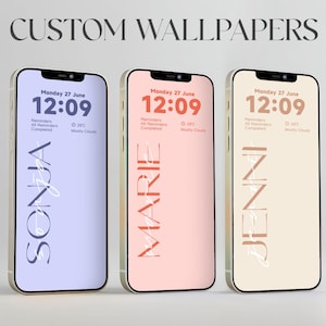 Custom Name iPhone Wallpaper – Minimalist Pastel Lock Screen (Digital Download)