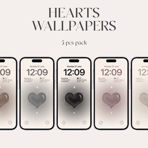 crystal hearts, Aura iPhone wallpapers, aesthetic gradient wallpapers, iOS 16, Aesthetic crystal hearts, iPhone 14 pro, lockscreen, minimal