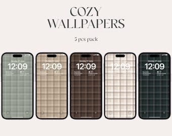 Set di sfondi per iPhone a quadri, accogliente (download digitale)