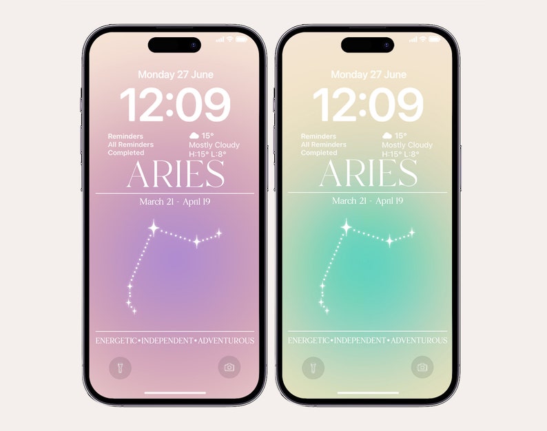 Aries Zodiac iPhone Wallpaper, Aesthetic Gradient Lockscreen (digital ...