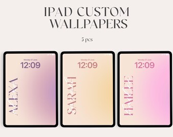 Fondo de pantalla personalizado para iPad, iniciales estéticas, fondo para tableta iOS (descarga digital)