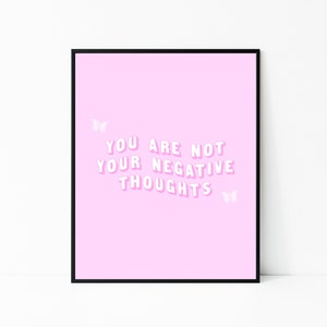 Mental Health Print - Mental Health Awareness, Positive Affirmations, Mental health Gift for Her, Pink Aesthetic Poster