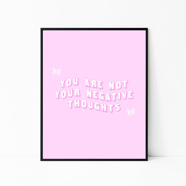 Mental Health Print - Mental Health Awareness, Positive Affirmations, Mental health Gift for Her, Pink Aesthetic Poster
